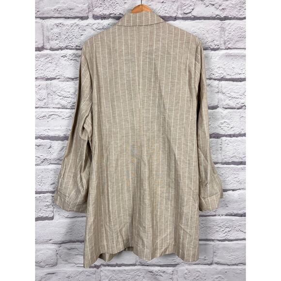 NWT Gibson Latimer Womens XL Coastal Preppy Classic Linen Double Breasted Blazer - Picture 4 of 13